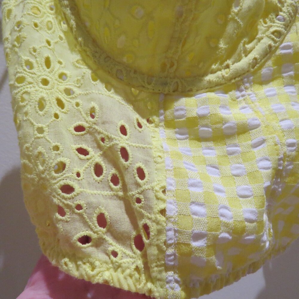 URBAN OUTFITTERS Sweet On You Gingham Eyelet Lace Bustier Top Yellow Cottage NWT - Picture 5 of 10